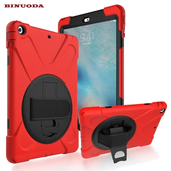 

For iPad Air Cases Built-in Stand Holder Hand Strap 360 Degree Rotatable PC Rugged Shockproof Cover Case for iPad Air iPad 5