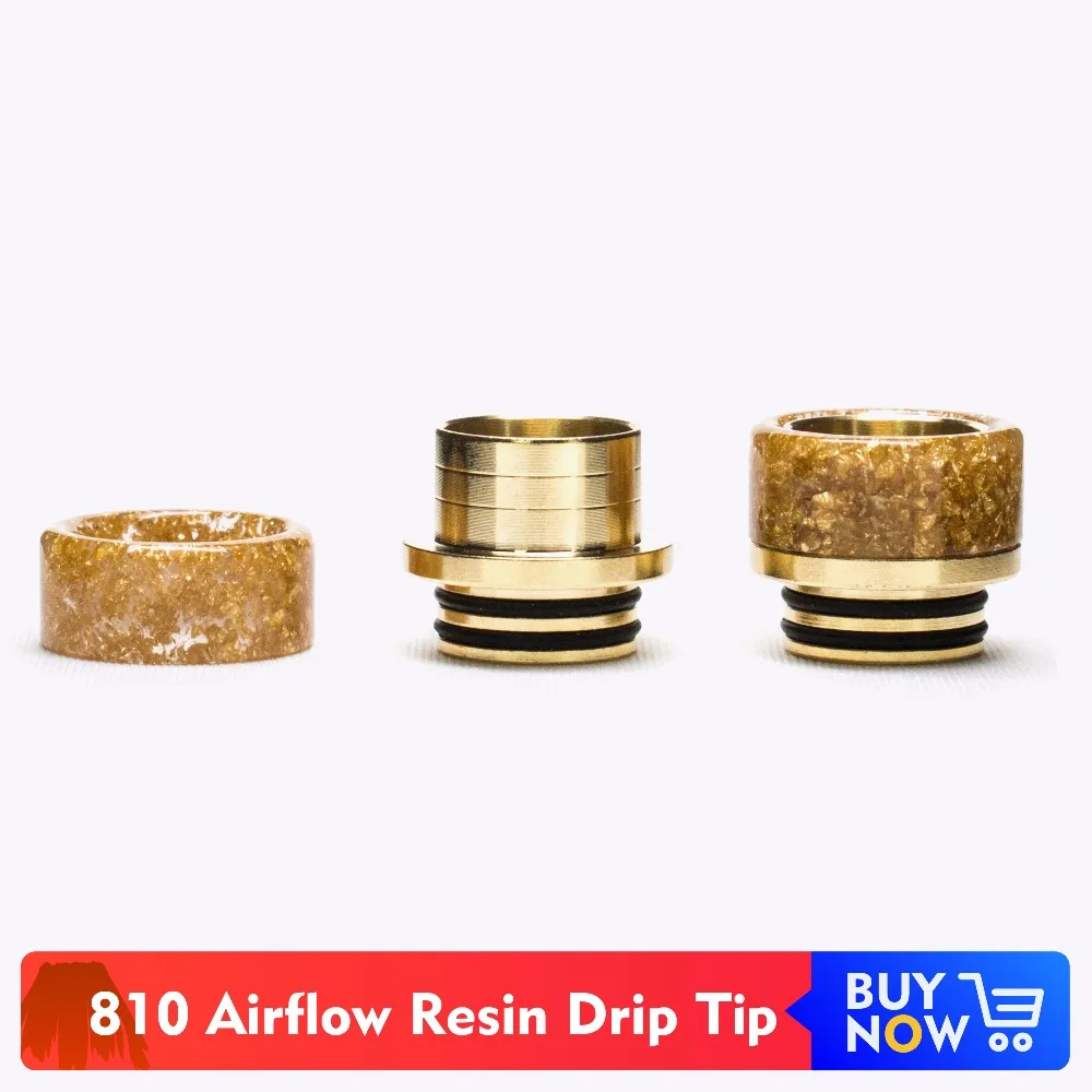 

Quartz Banger 1pc 810 Drip Tip Airflow Epoxy Resin Golden Adjustable Mouthpieces for V8 ECig Atomizer RDA RTA 810 Thread