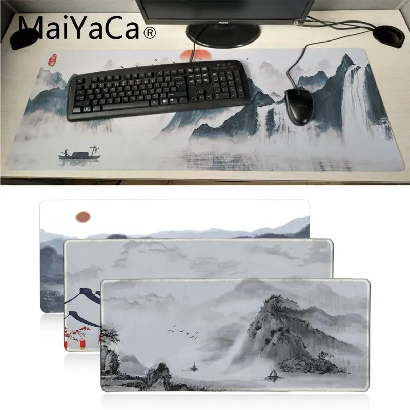 

Maiyaca Chinese Landscape Painting Rubber Mouse Durable Desktop Mousepad mouse mat high quality DIY picture with edge locking