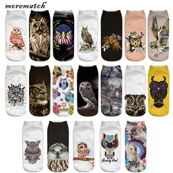 Morematch/1 пара, женские носки до лодыжки, хлопковые носки с рисунком совы, забавные носки с 3D принтом животных, 19 стилей на выбор