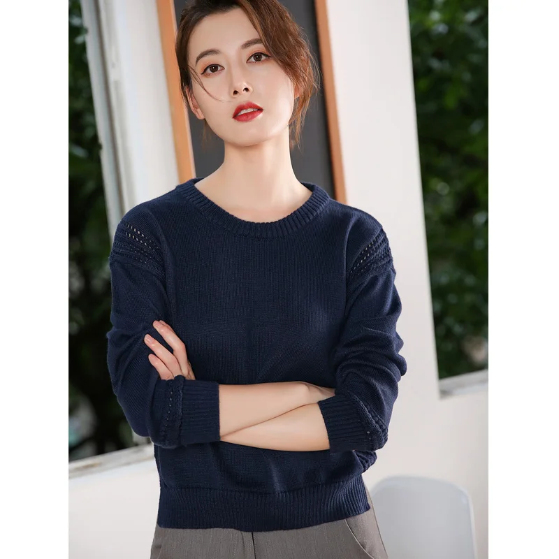 ZEHANGSEA-Knitted Women's Openwork Sweater Long Sleeve Tops Solid Color Pullover 2019 Korean Sweater Autumn Winter-Free shipping