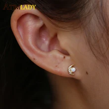 925 пробы серебряные серьги-гвоздики с кубическим цирконием для женщин, изящные Изящные серьги с фианитами и опалом, летние новые женские модные ювелирные изделия