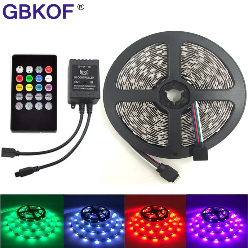 

IP65 Waterproof RGB led strip 5050 SMD 300LEDs 5M 600LEDs 10M emitting diode led rope light + 44keys Remote controller, fita led