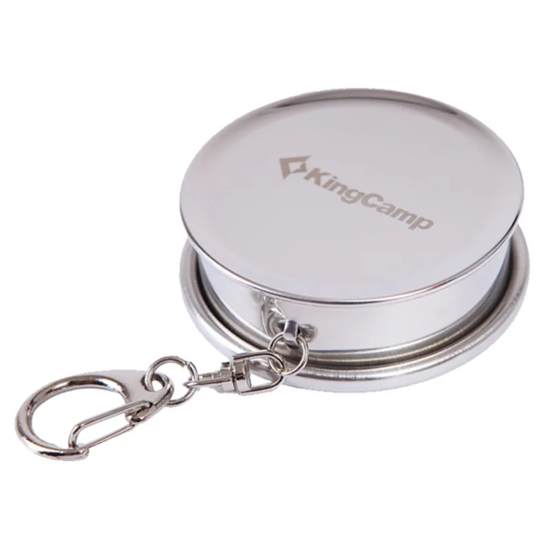 KingCamp 60 ml Mini portátil de viaje al aire libre Camping llavero Copa plegable de compresión de taza de acero inoxidable al aire libre Accesorios
