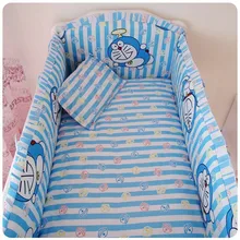Promotion! 6PCS Cute Crib Bedding Set Baby Sheet Bumpers,Comfortable Baby Bedding Set (bumper+sheet+pillow cover)