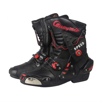 

Riding Tribe Speed Motorcycle Boots PU Leather Mid-Calf Boots Breathable Motocross Off-Road Racing Botas Shoes De Motociclista