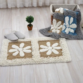 

Cotton Chenille Shaggy Rug Handmade Soft Doormat Kids Children Rug Floral Home decorative Kitchen Bathroom Living room Bed room