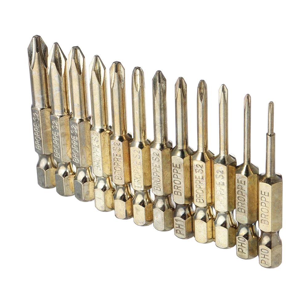 Broppe 12pcs Gold 50mm 1.6 6.0mm S2 Steel Cross Head