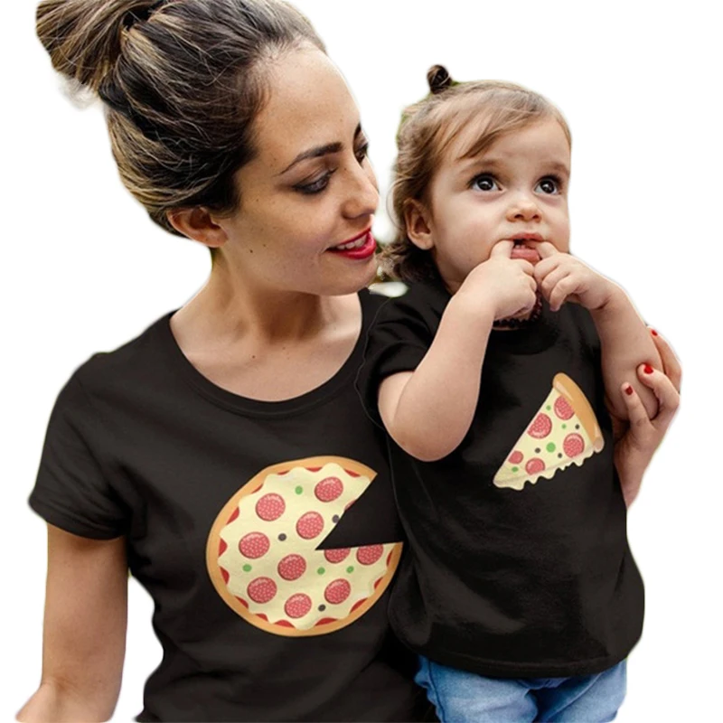 

2019 Mommy and Daughter Matching Clothes New Short-sleeved O-neck Print Casual Simple Parent-child Wear Family Matching Clothes
