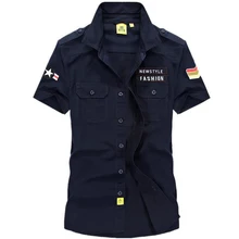 Новая летняя рубашка мужские рубашки в стиле кэжуал из чистого хлопка с отложным воротником с короткими рукавами и пуговицами; Vetement Homme; большие размеры