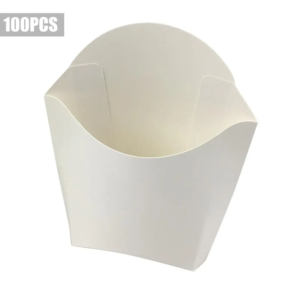 100 одноразовая белая упаковка для картофеля-фри жареная курица бургер картонная упаковка маслостойкая упаковочная коробка одноразовая коробка для картошки фри