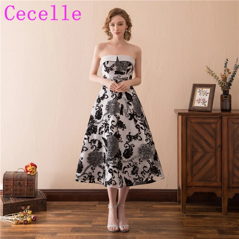 Negro té longitud gótico Vestidos de novia sin tirantes corto informal 50 s 60 s vestidos de novia color blanco|Vestidos de novia| AliExpress