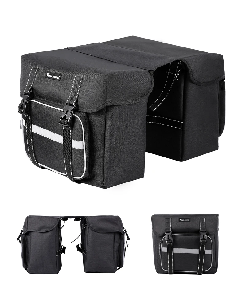 Excellent WEST BIKING 25L Bicycle Bags Cycling Rear Double Side Travel Bag Tail Seat Pannier Bicycle Luggage Carrier Bike Rack Trunk Bag 11