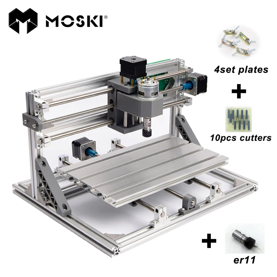 MOSKI, ЧПУ 2418 с ER11, мини ЧПУ для лазерной гравировки, Pcb фрезерный станок, резьба по дереву машины, ЧПУ, cnc2418, лучшие подарки