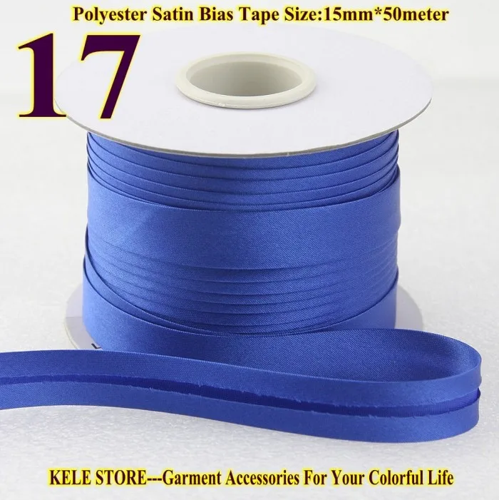 Полиэфирная атласная косая связывающая лента, Отрезная лента, складывающаяся лента Размер: 15 мм, ширина: 5/" 50 м/лот Рукоделие Шитье - Цвет: 17 royal blue