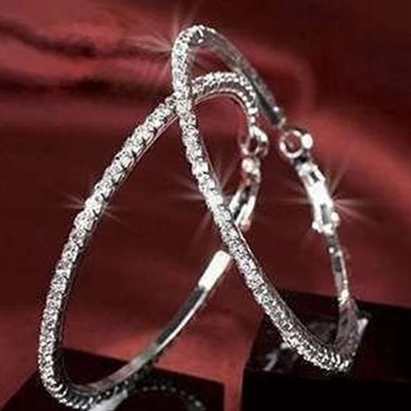 Por Earring With Rhinestone Crystal Circle Hoop Earrings Simple Aeproduct Getsubject