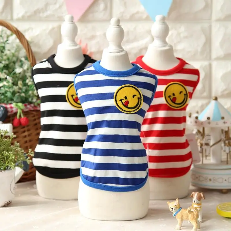 

Chihuahua Yorkshire Striped Smile Cute Dog Vest Summer Style 100% Cotton Clothes For Dogs Pet Dog Clothing Puppy Pet Products