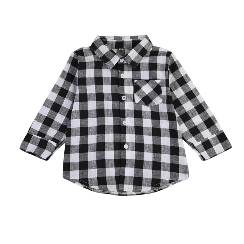 

Fashion Toddler Baby Boys Girls Plaid Long Sleeve Shirt Tops Clothes Tshirt