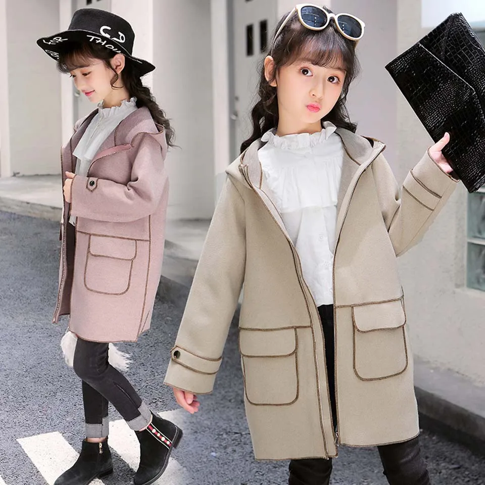 

2018 Girls Clothes Trench Coats Jackets For Clothing Tops Kids Children's Windbreakers Spring Jacket Autumn Outerwear Wool Coat