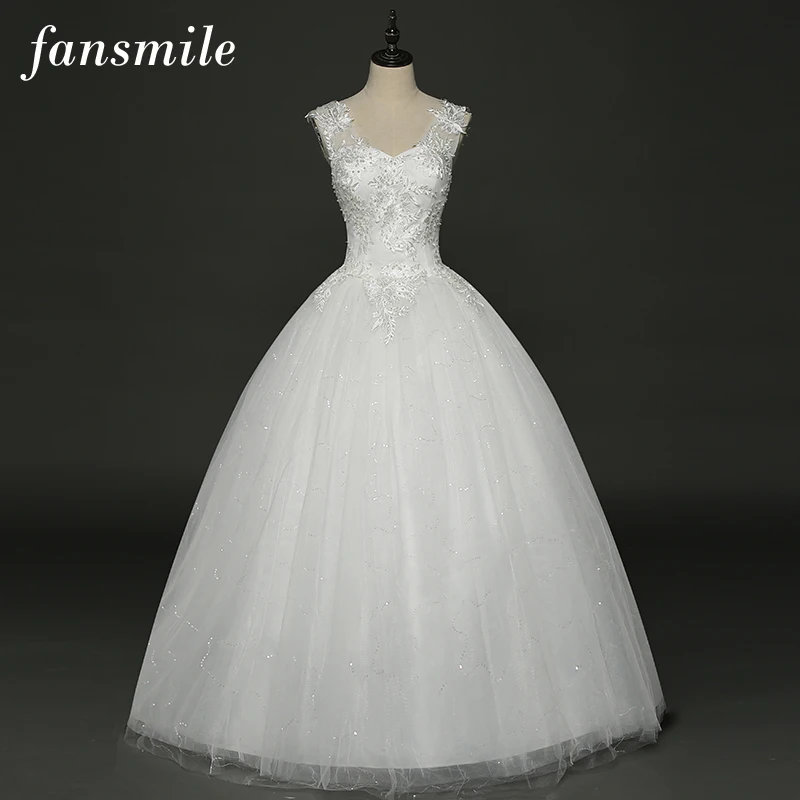 Fansmile настоящая фотография Винтаж на шнуровке Бальные Свадебные платья Vestido де Novia под заказ Плюс Размер Свадебные платья FSM-353F