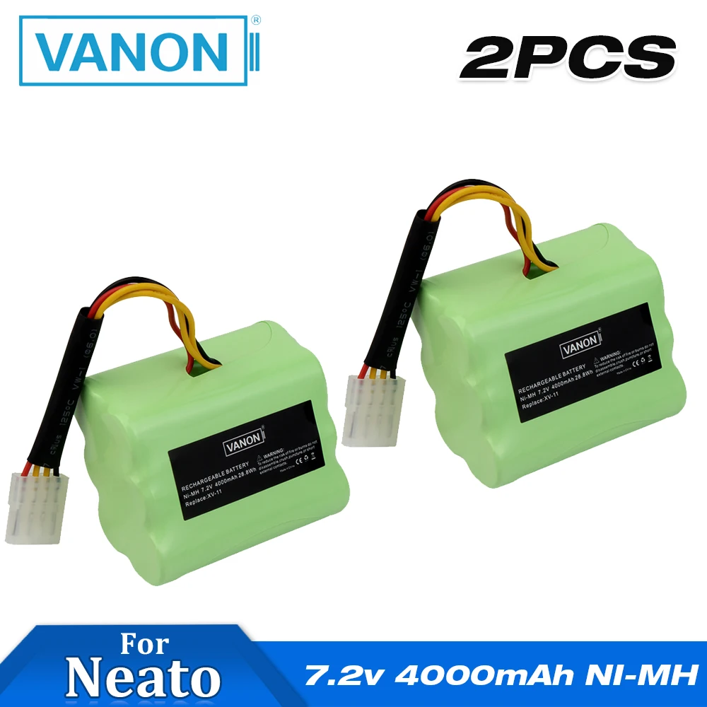 

VANON 2PCS for Neato XV-11 Battery 7.2V 4000mAh NI-MH Replacement Robotics 945-0005 Vacuum Cleaner XV-12 XV-15 XV-13 XV-14 XV-21
