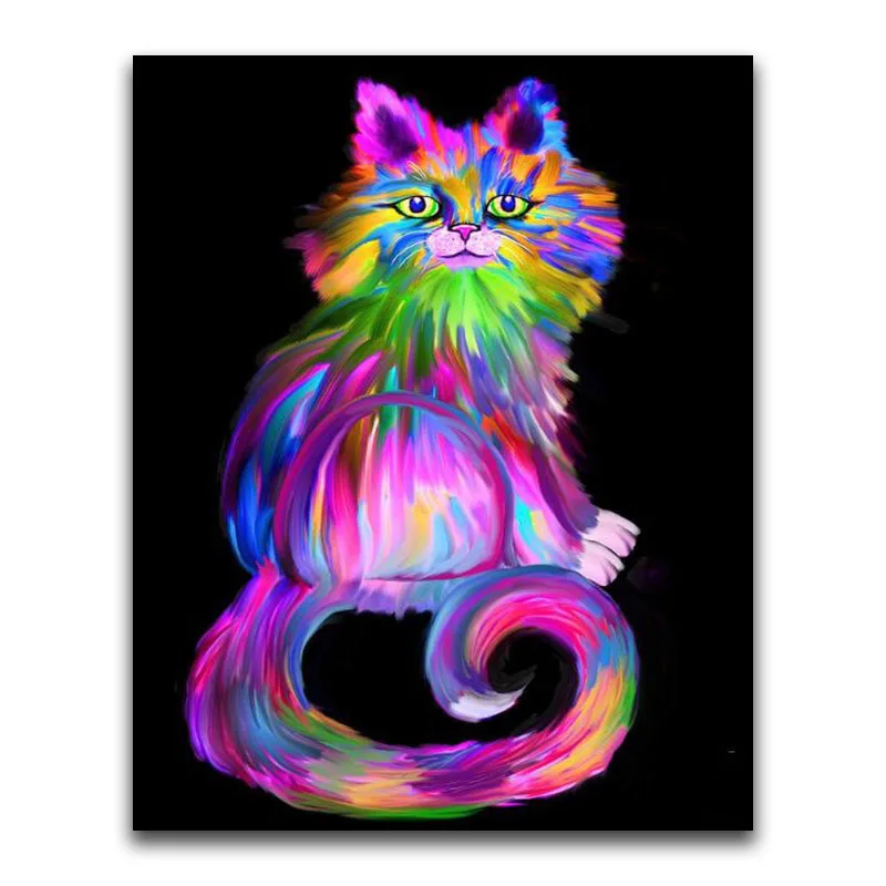 Full Round Diamond embroidery Cross stitch Cartoon Tiger 5D DIY Diamond painting cat Full Square Diamond mosaic Animal kitten