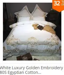 Clearance Champagne Blue White Luxury Royal Embroidery 100S Egyptian Cotton Palace Bedding Set Duvet Cover Bed sheet/Linen Pillowcases 11
