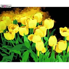 Акриловая краска по номерам, тюльпан цветы DIY Краска ing по номерам, ручная краска ed живопись маслом на холсте для домашнего декора