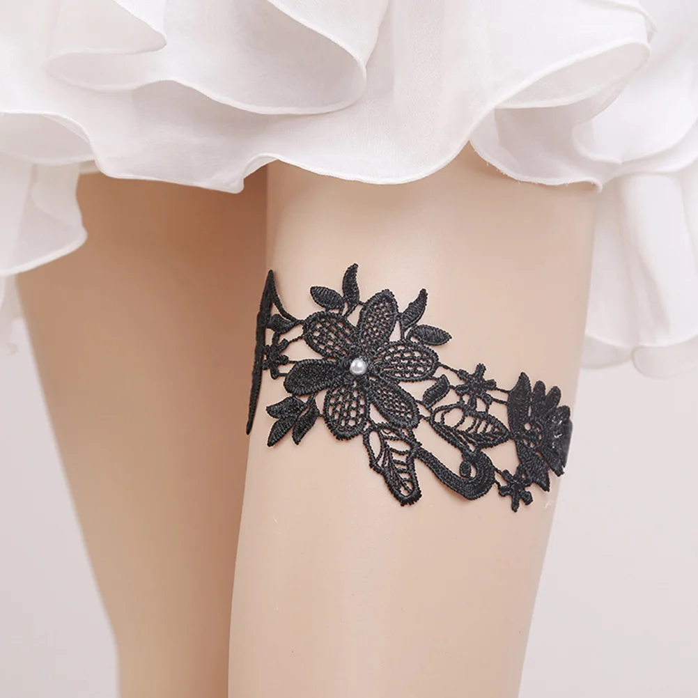 

1pc Elegant Western Wedding Bride Garter Elastic Bridal Floral Pearl Garter Belt