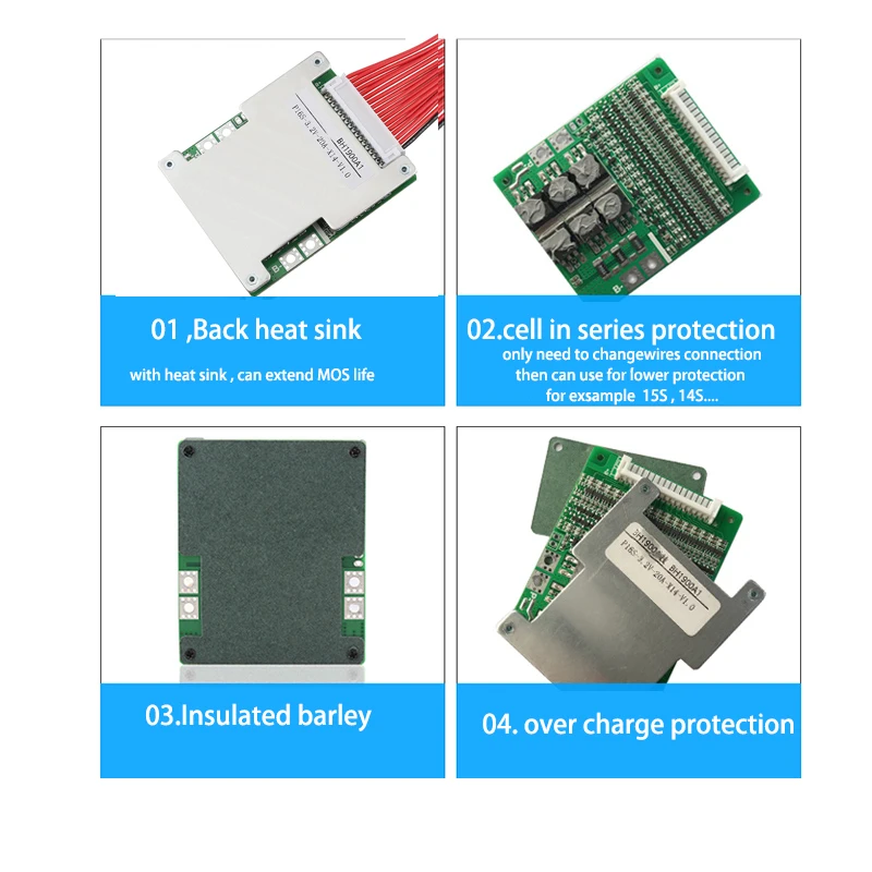 13 S 48 V литий ионная Lipo батарея Защитная плата BMS PCM PCB разрядка заряда общий порт 25A