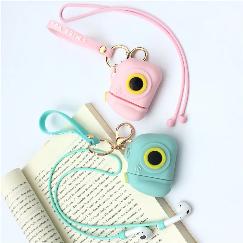 Bluetooth Wireless Shockproof Shell For Earphone Airpod Case Cartoon Silicone Box For Apple Airpods Protective Cover Key Ring (4)