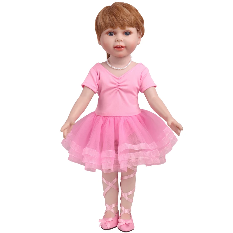 18 дюймов, балетное платье для девочек, балетная юбка, Американская Одежда для новорожденных, детские игрушки, 43 см, детские куклы c767