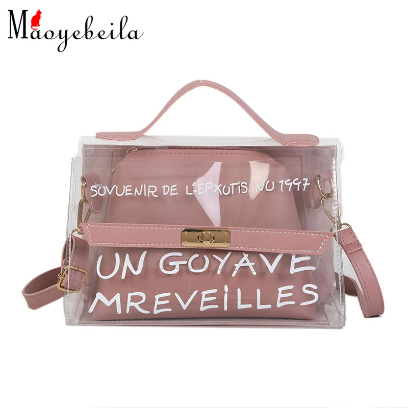 

New Famous Design Transparent Interior Pocket Fashionable Slanting Across Bag Single-Shoulder Bag Fashion Bag Messenger Bag