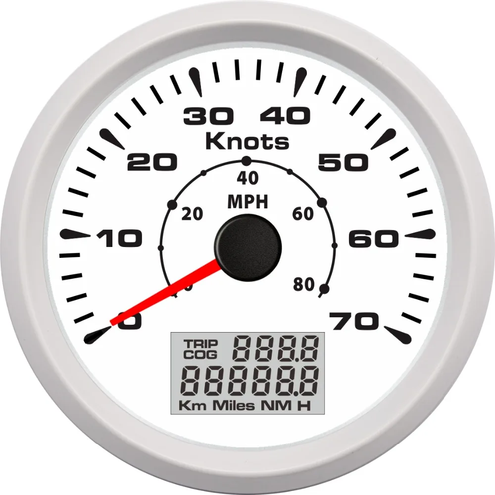

Pack of 1 85mm GPS Speedometers 0-70Knots Marine GPS Speed Trip Meters Cog 0-80MPH Speed Indicators with 8 Kinds Backlight Color