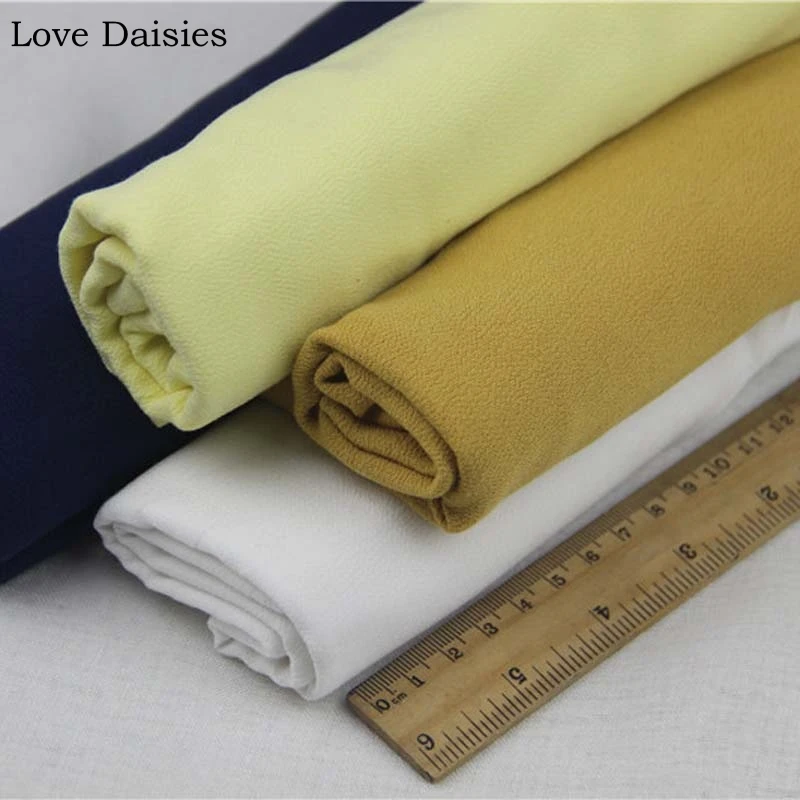 

100% Rayon Crepe Solid WHITE LIGHT YELLOW Fabric Cool Thin Breathable Drape for DIY Summer Apparel blouse dress Textile Cloth