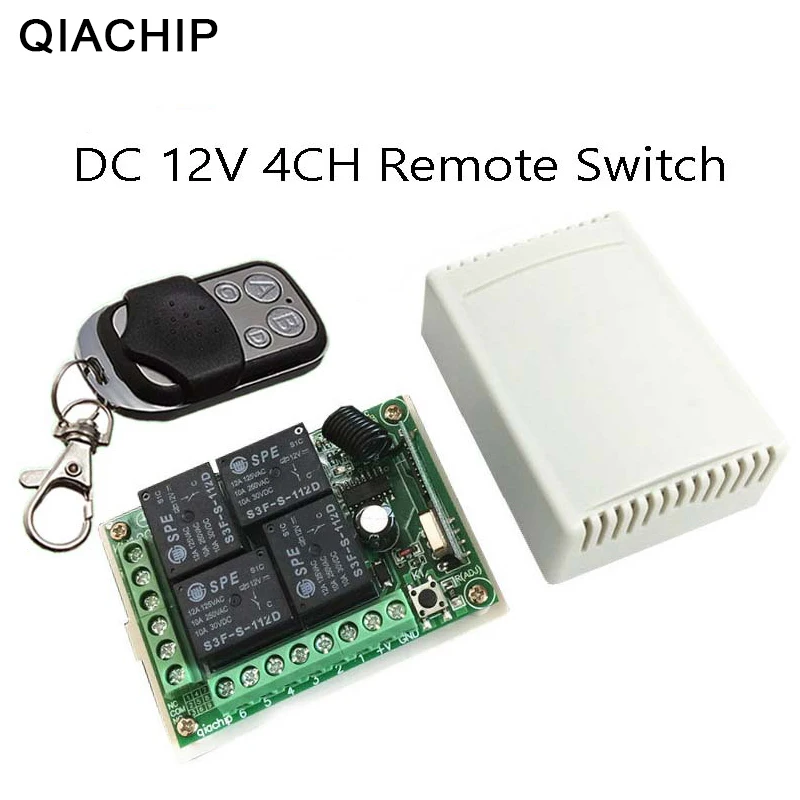 

QIACHIP 433Mhz Universal Wireless Remote Control Switch DC12V 4CH Relay Receiver Module + 4 CH RF Remote 433 Mhz Transmitter DIY