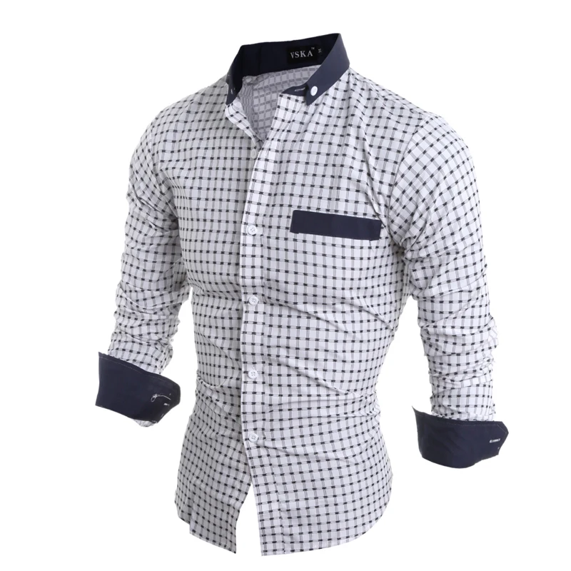 2018 New Long sleeve men shirts Cotton Plaid shirts male casual Fashion