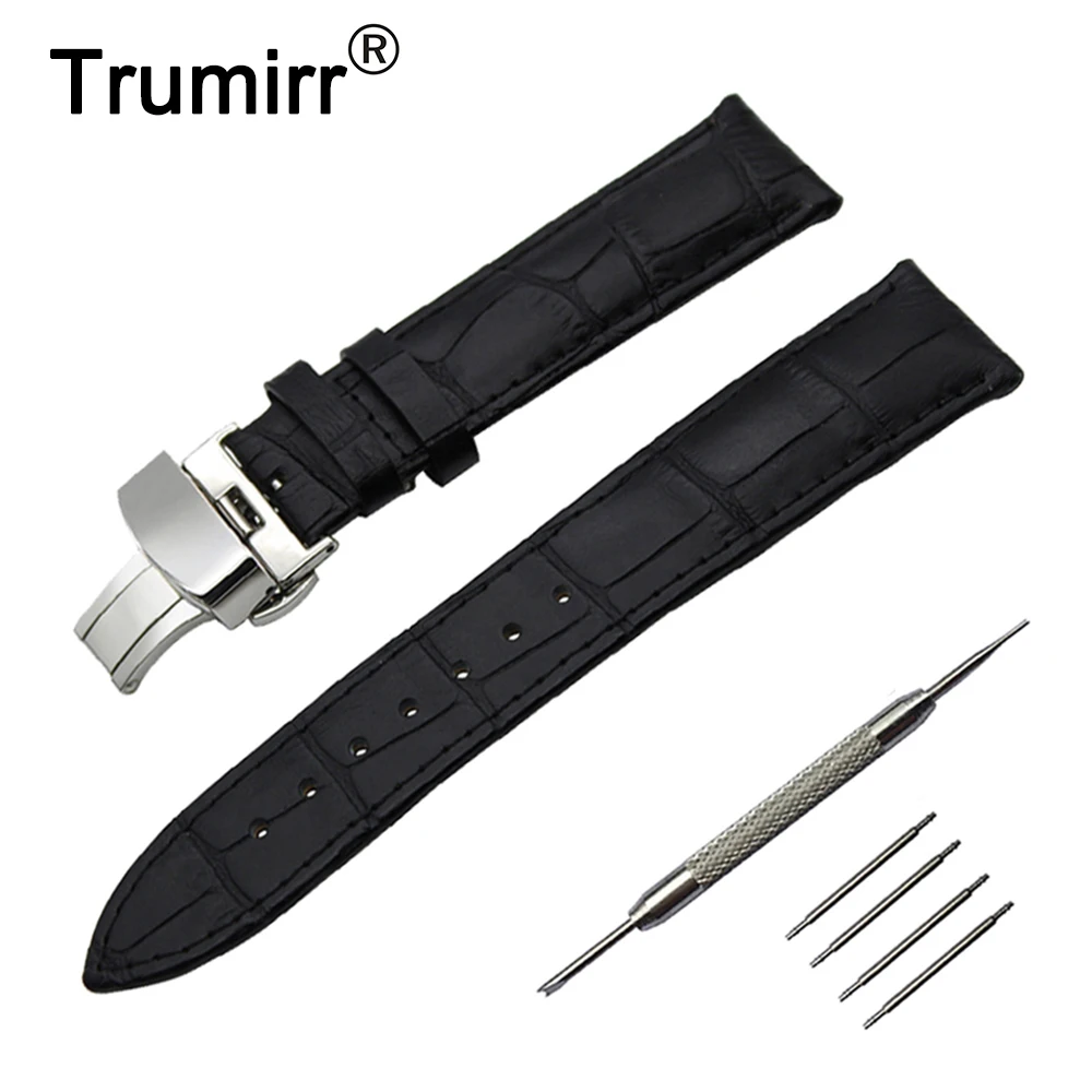 14/16/18/19/20/21/22/23/24 мм ремешок для часов из натуральной кожи для Frederique Constant Нержавеющая сталь Туфли с ремешком и пряжкой наручный браслет