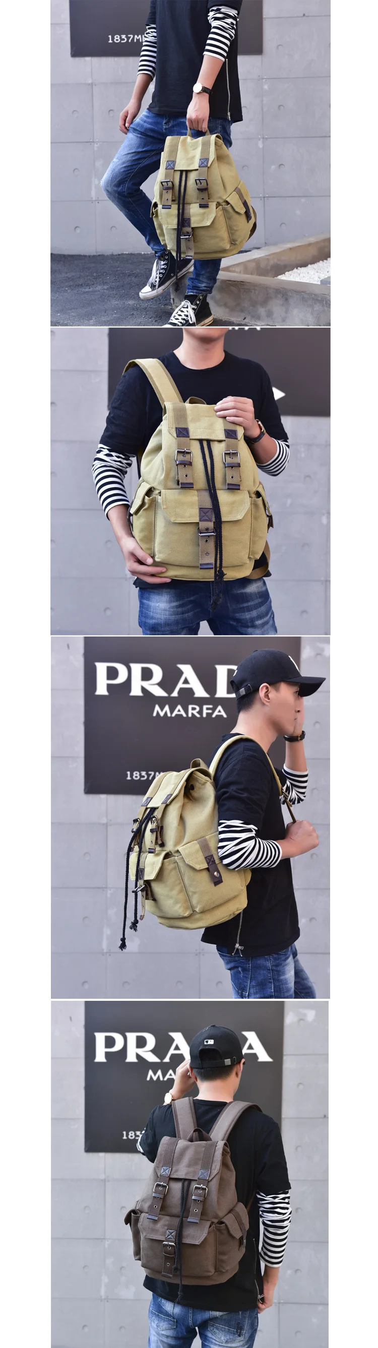 Модный винтажный мужской холщовый рюкзак дорожный школьный мужской рюкзак мужской большой емкости рюкзак на плечо школьные сумки