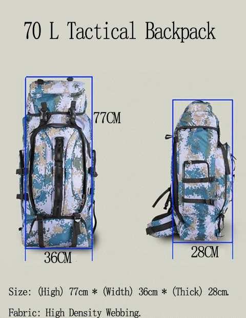 Спортивный Тактический рюкзак 70л, армейская военная сумка, камуфляжная уличная сумка, походные рюкзаки, рюкзаки для рыбалки, охоты, трекинга, рюкзак