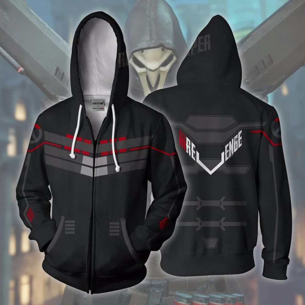 

BIANYILONG 2018 new Men Hooded Reaper 3D Printed Hoodies Tracksuit zipper hoodie hooded hip hop tops Shipping