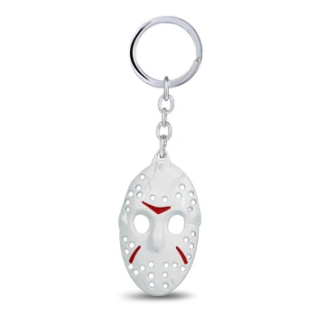 

HSIC 10pcs/lot Friday the 13th Mask Keychain Metal Key Rings Valentine's Day Gift Chaveiro Key Chain Jewelry for Fans 7*3.9cm