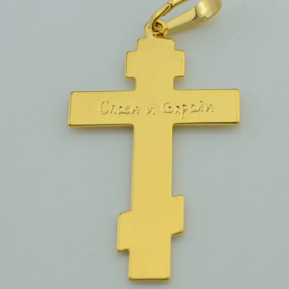 Anniyo серебряное/золотистое ожерелье с подвеской в виде креста в христианском церкви, ювелирные изделия в России/греческом/украинском стиле#057104
