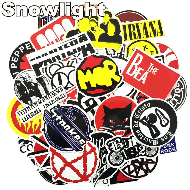 50 PCS Rock Sticker Music Retro Band Graffiti JDM Stickers to DIY Guitar Motorcycle Laptop Luggage Skateboard Car Snowboard