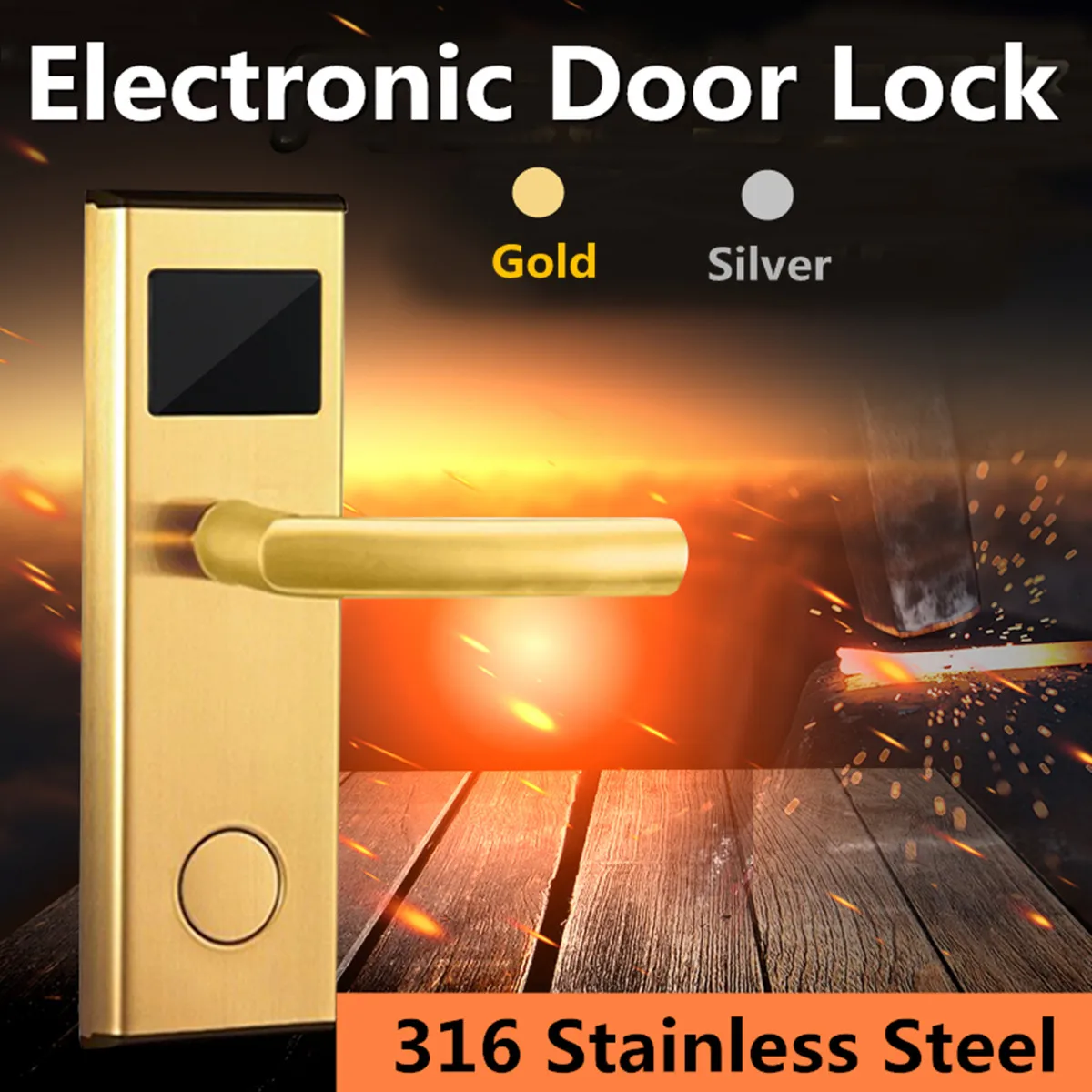 

Digital Card Key Gold/Silver Unlock Hotel Door Lock Stainless Steel Intelligent RFID System Anti-rust Anti-corrosion Static