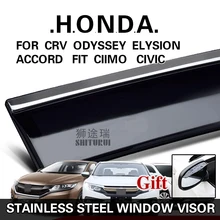 Estilo do carro Toldos Abrigos Viseiras Da Janela chuva sobrancelha Para HONDA CRV ODYSSEY ELYSION Accord Fit CIVIC CIIM aço Inoxidável