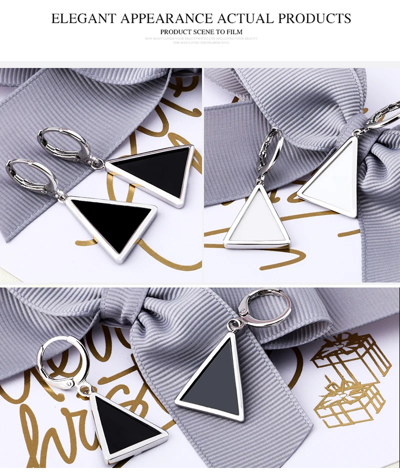 Белый черный треугольник геометрические длинные сережки для женщин модные стильные керамические массивные женские серьги аксессуары для свадебной вечеринки