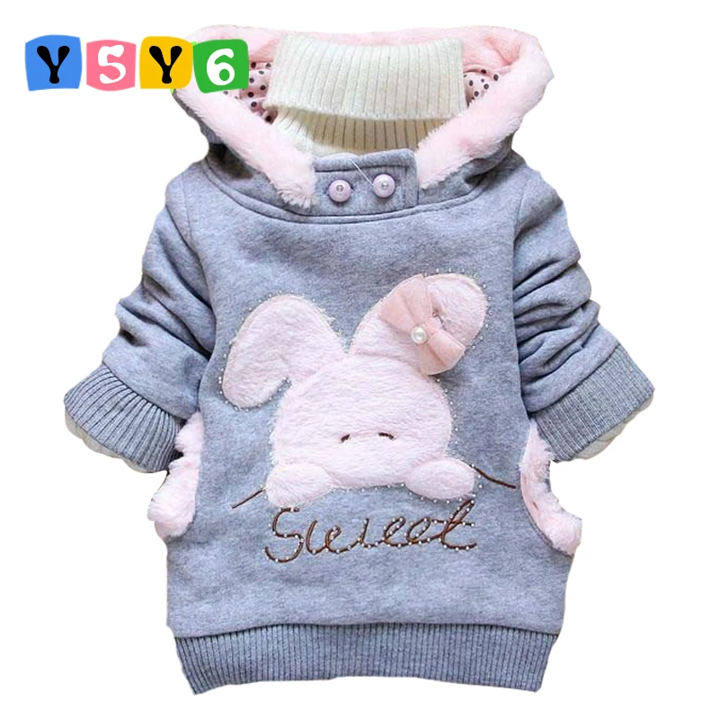 

2018 Retail Children Hoodies Clothing Outerwear girls Cartoon Rabbit Fleece Hoody Jackets Coat Baby Kids Clothes