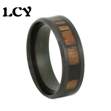 Vintage Black Ring Men Ebony Wood Rings Stainless Steel Jewelry Wedding Band Wholesale Anel Masculino Bague Homme Bijoux Anillos