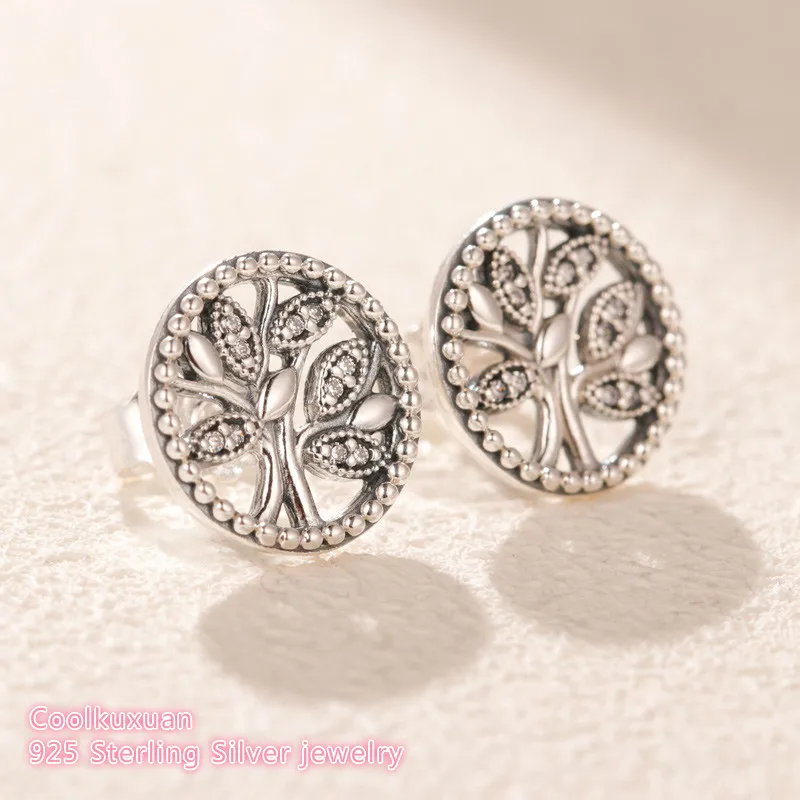 

2019 Mother's Day 100% 925 Sterling Silver Trees of Life Stud Earrings Original European Style Brand woman Jewelry